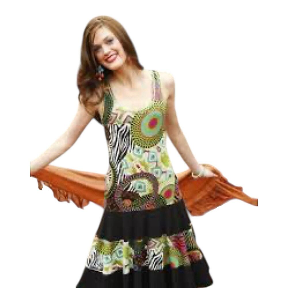 Joseph Ribkoff Funky Retro Colorful Sleeveless Tank Dress Jersey Knit Size 6